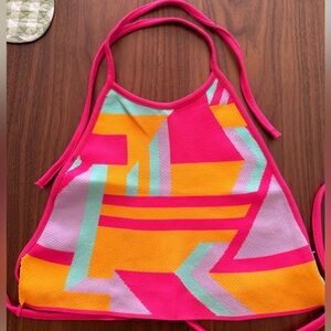 Zara Colorful Geometric Open Back Crop Top